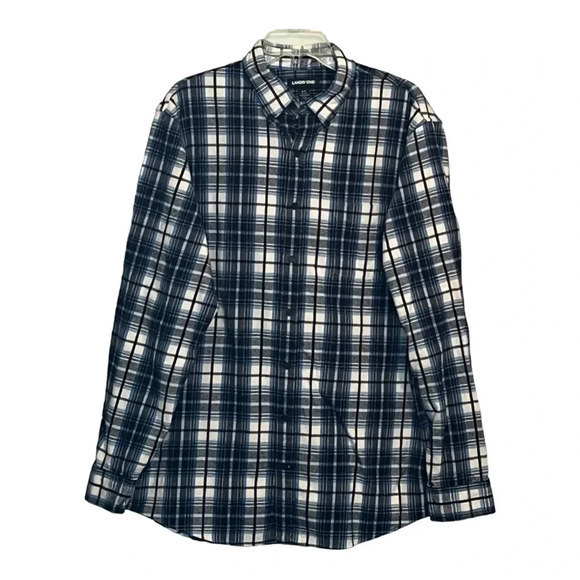 LANDS' END PLAID FLANNEL LONG SLEEVE BUTTON DOWN COTTON SIZE LARGE TALL - Picture 1 of 6